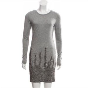 Haute Hippie Crew Neck Mini Embellished Gray Dress Size Small